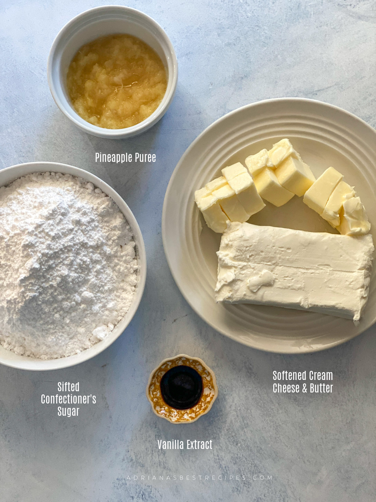 Ingredients for making homemade cream cheese frosting