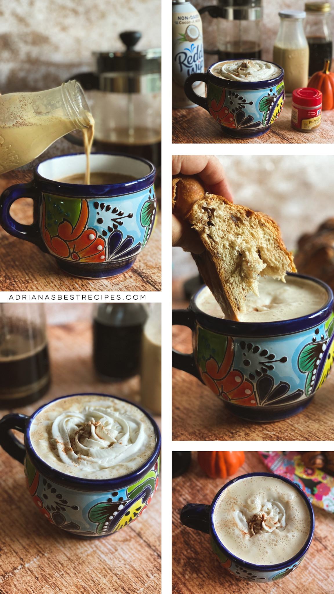 a collage showing how to prepare a Mexican style coffee
