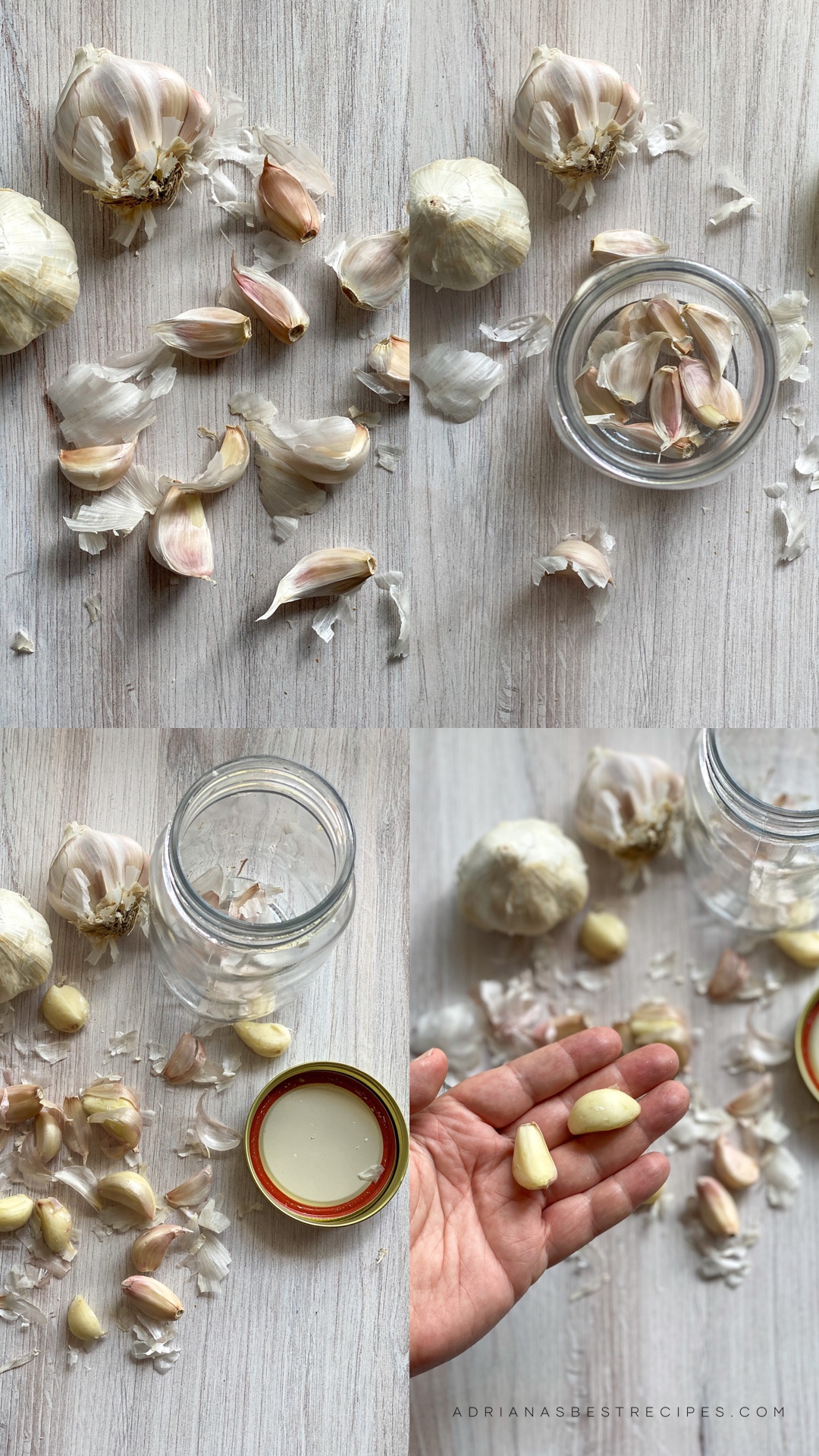collage on how to clean garlic cloves