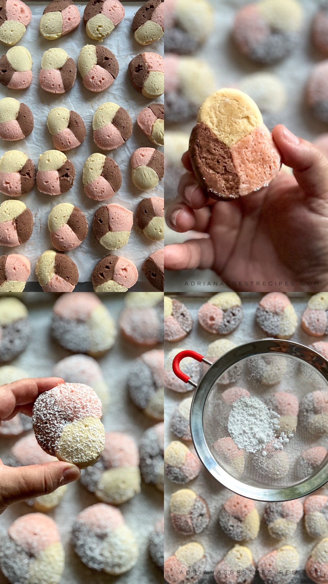 Collage on how to bake the tricolor cookies