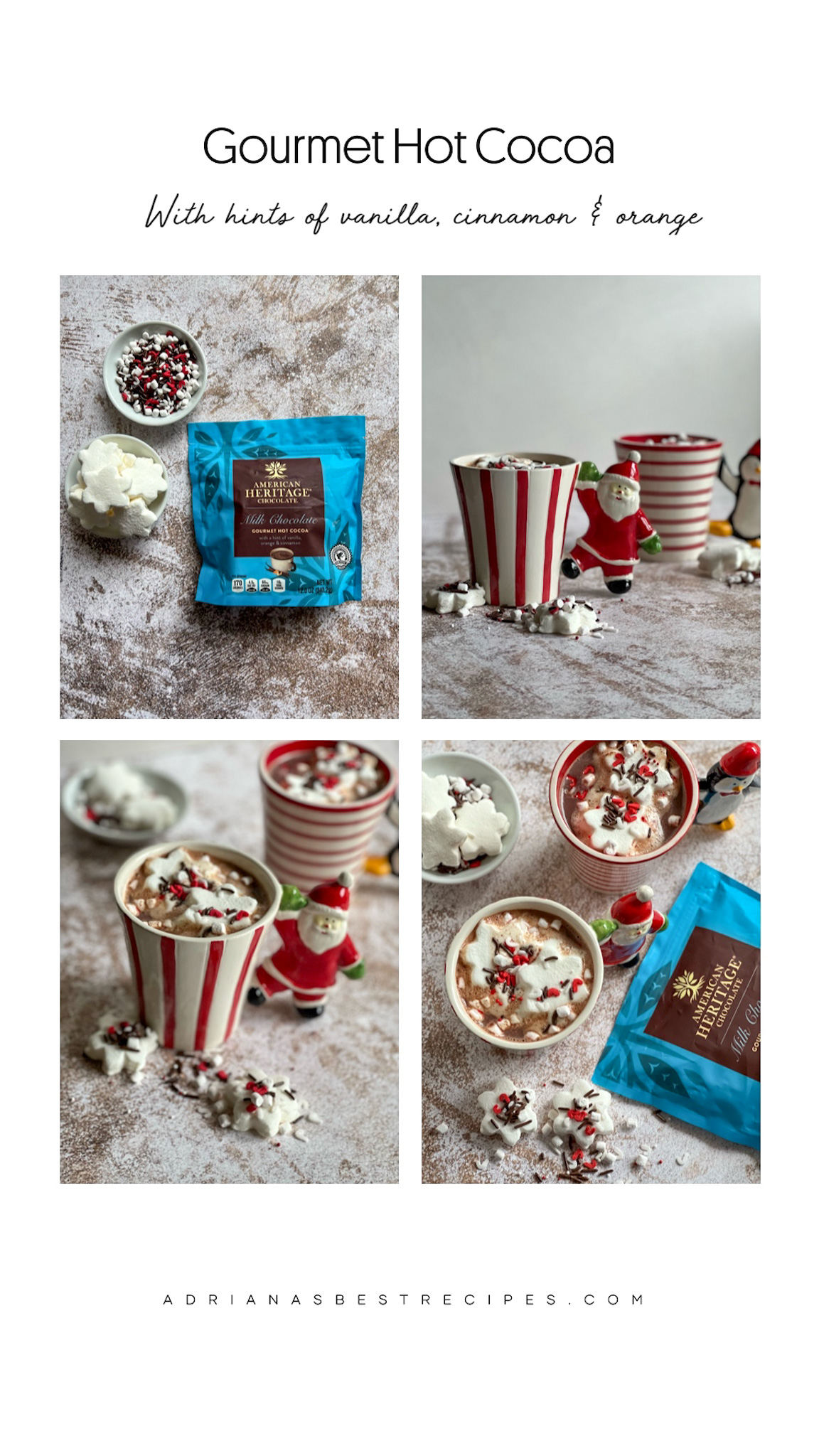 Gourmet hot cocoa served on a Santa red mug