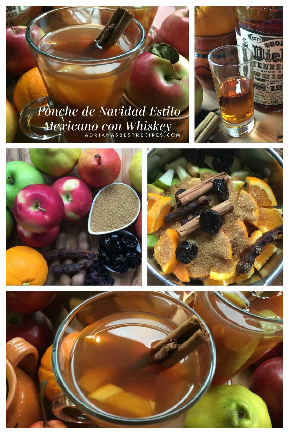 Ponche de Navidad Estilo Mexicano con whiskey