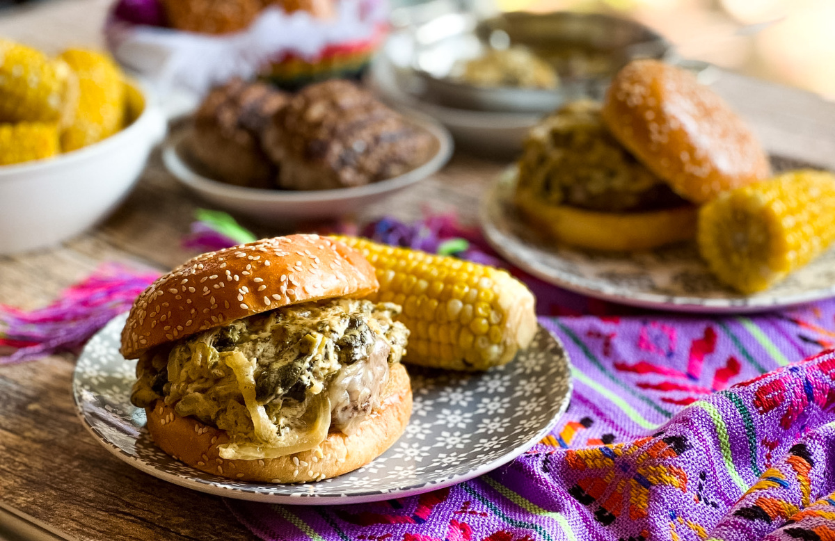 Juicy Veal Burgers and corn on the cob