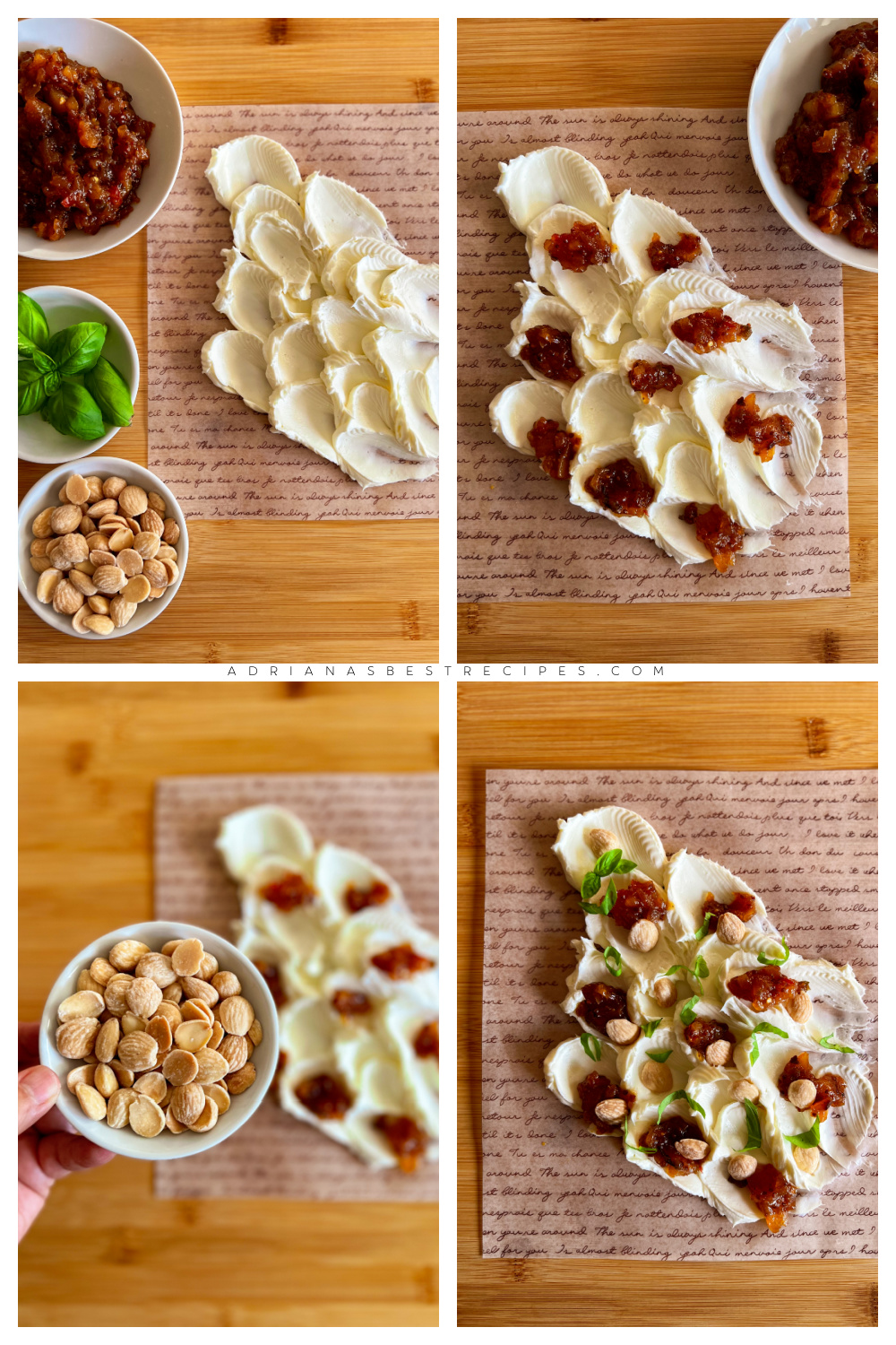 step by step on how to create a whipped cheese butter board